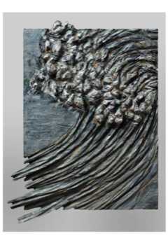  Wellenrauschen III · 2019 · Holz, Acrylfarbe · 64 x 49 x 3 cm 