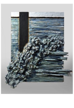  Wellenrauschen IV · 2020 · Holz, Acrylfarbe · 87 x7 6 x 3 cm 