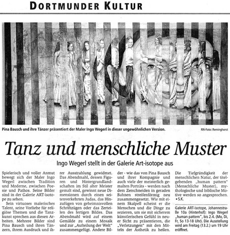 Presseartikel Ruhrnachrichten zur Ausstellung 'human pattern'