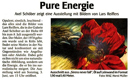 Ausstellung 'Pure Energie' · Pressebericht WAZ vom 1.5.2007