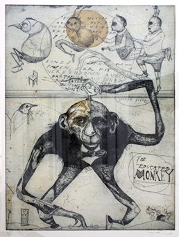 Welf Schiefer · 'Educated Monkey' · Radierung